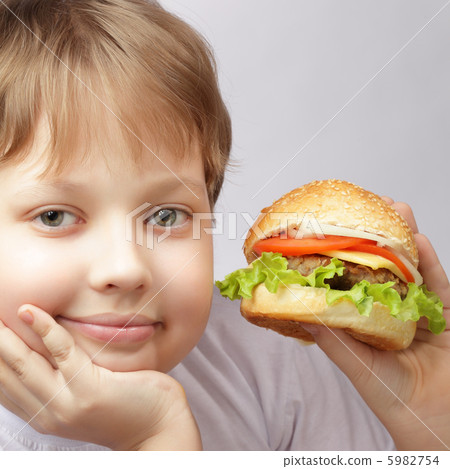 boy with burger boy with burger 5982754