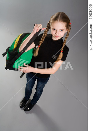 Cute little girl with backpack Cute little girl with backpack 5983006
