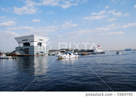 Yokohama Port Great Pier and Yokohama Water Police Guard Boat Sobu 5984795