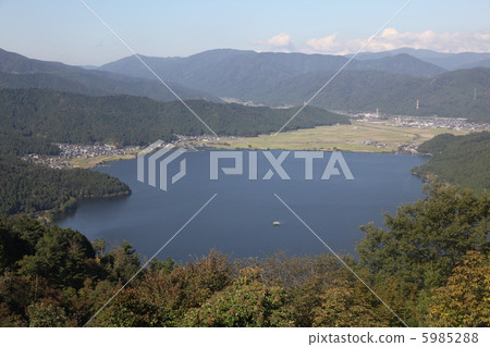Battlefield ruins of Mt. Oshigatake from Lake Mt. 5985288