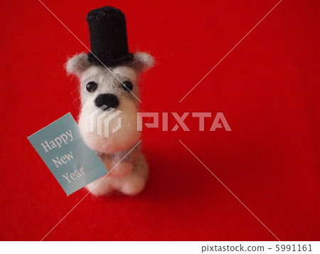 New Year card Schnauzer red 5991161