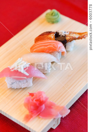 nigiri with ginger and wasabi nigiri with ginger and wasabi 6003778