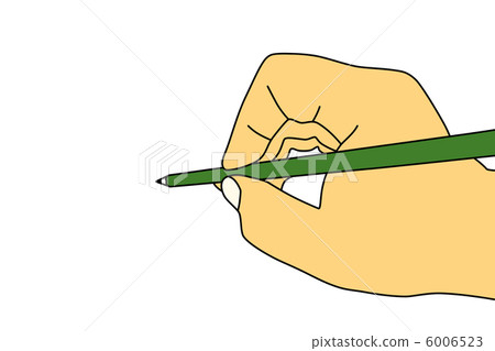 Illustration of a hand with a green pencil 6006523