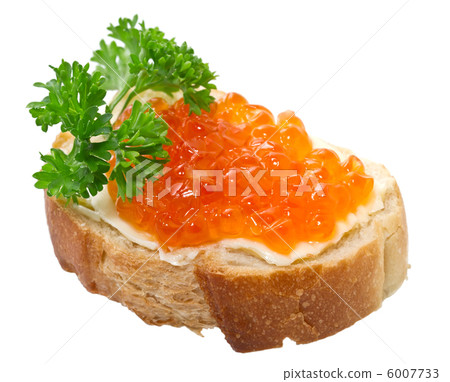 Sandwiches with red caviar on white background Sandwiches with red caviar on white background 6007733