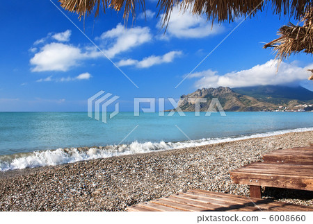 White pebble on the beach of Crimea 6008660