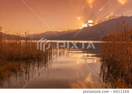 Shinshu Omachi的Kinosaki湖在晚上 6011169