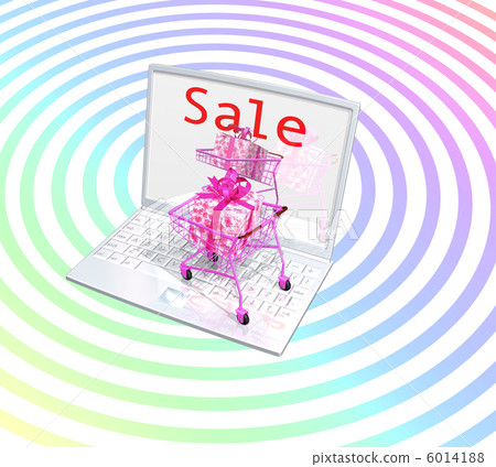 Sale's personal computer screen and shopping cart Sale's personal computer screen and shopping cart 6014188