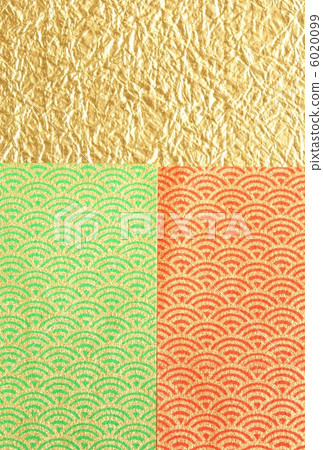新年的背景材料·鱗片花紋2種日本紙和和服紙·垂直位置對應比例 6020099