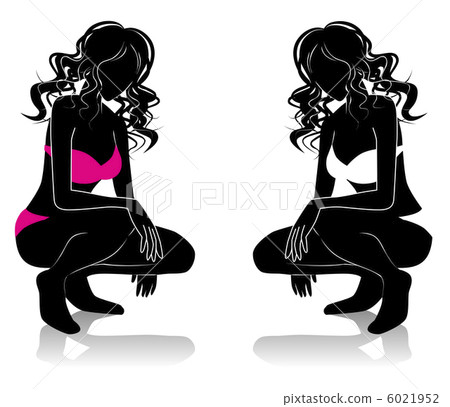 坐在游泳衣的婦女 6021952