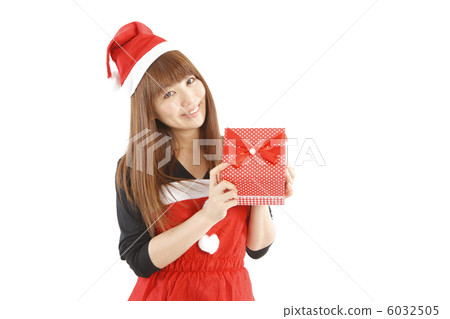 一個女人在聖誕老人 6032505