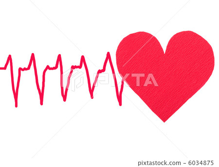 Red heart with ECG 6034875