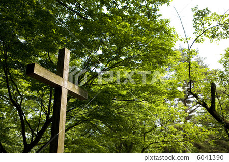 基督墓和新鮮的綠色 6041390