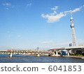 Limited express train and sky tree 6041853