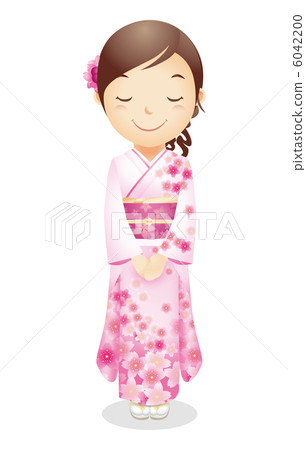 Female illustration of kimono figure 6042200