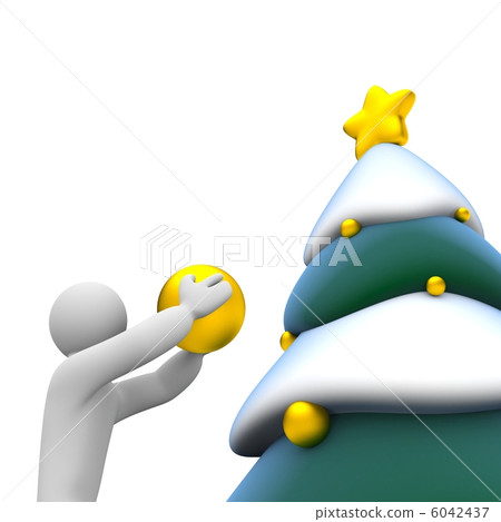 People decorate Christmas tree People decorate Christmas tree 6042437