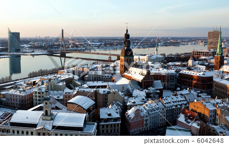 Old city of Riga aerial view from St. Peter church 6042648