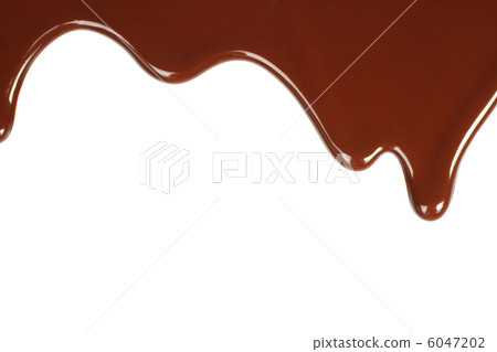 Melted chocolate dripping on white background  6047202