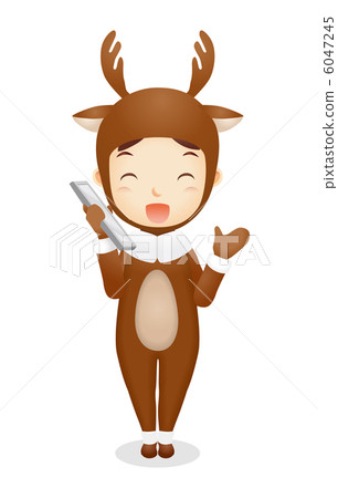 Infant illustration wearing a reindeer's costume 6047245
