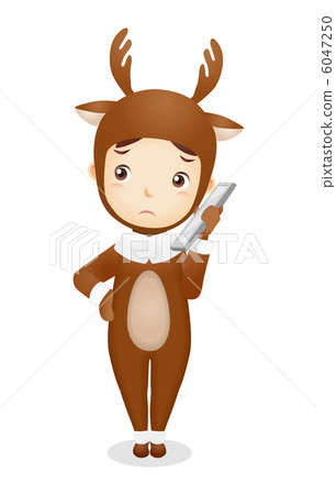 Infant illustration wearing a reindeer's costume Infant illustration wearing a reindeer's costume 6047250