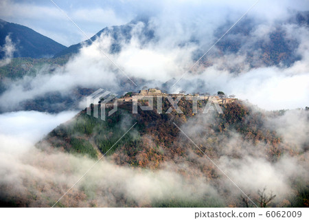 Stock Photo: asago city, takeda castle, castle in the sky