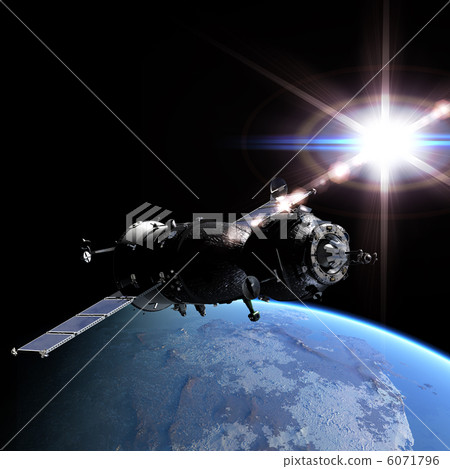Spaceship at the Earth orbit Spaceship at the Earth orbit 6071796