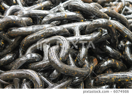 The new black anchor chain in stock shipyard 6074986