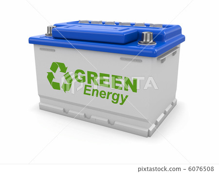 Car battery with green recycle sign. Car battery with green recycle sign. 6076508