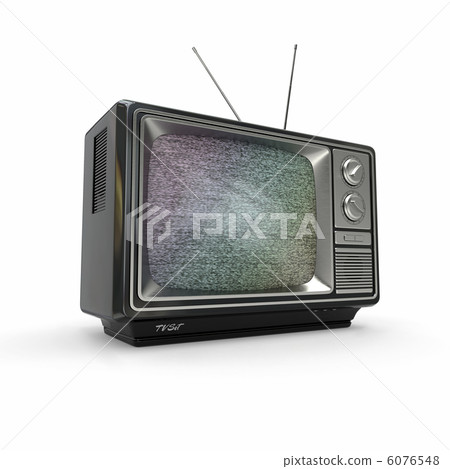 Vintage tv with noise screen. 3d 6076548