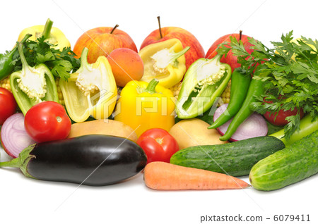 vegetables and fruits isolated on white background 6079411