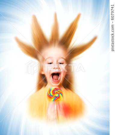 Funny girl on abstract background Funny girl on abstract background 6079741
