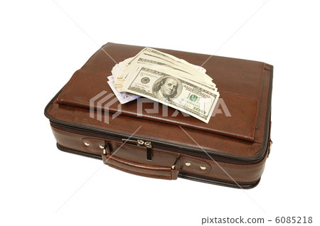 portfolio and dollars isolated on white background portfolio and dollars isolated on white background 6085218