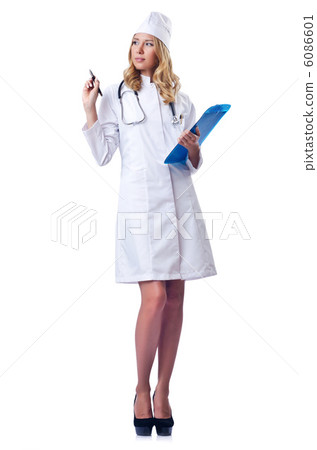 Young woman doctor on white Young woman doctor on white 6086601