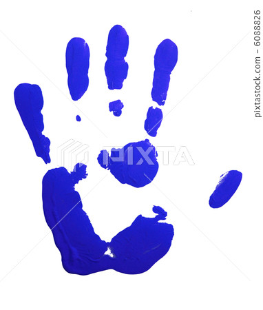 Blue hand-print isolated on white. Blue hand-print isolated on white. 6088826