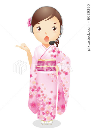 Female illustration of kimono figure 6089390
