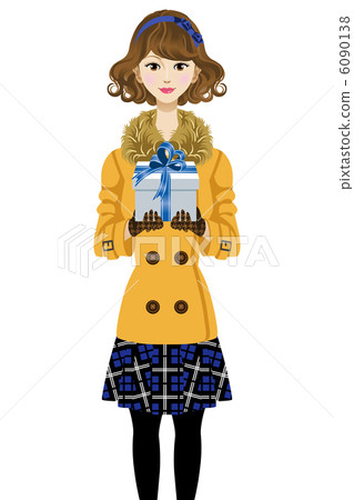 A woman with a gift box 6090138