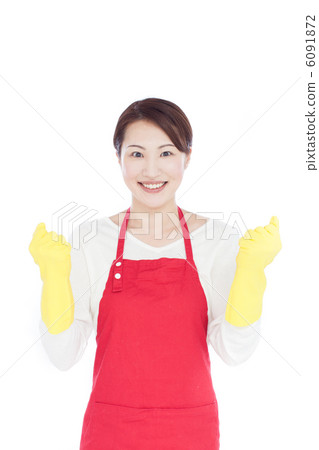 有橡膠手套的婦女 6091872