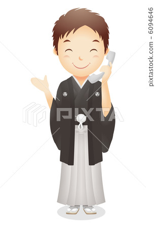 Male illustration of haori and hakama 6094646