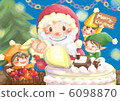 製作蛋糕的聖誕老人和小矮人 6098870