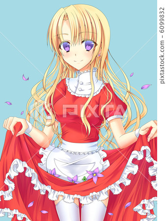 Blonde girl in red maid outfit 6099832