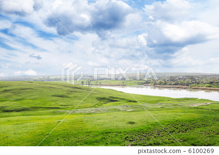 lake and green field 6100269