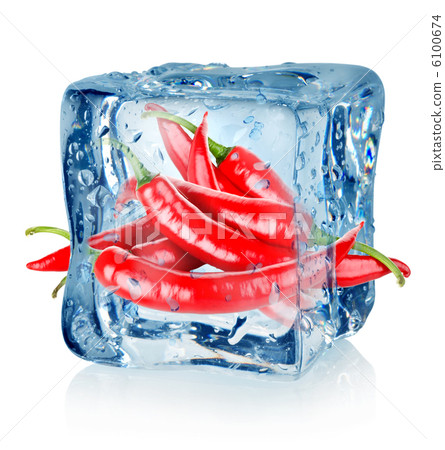 Ice cube and chili peppers 6100674