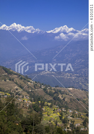 Nagarcot village and Himalaya mountain range Nagarcot village and Himalaya mountain range 6101011