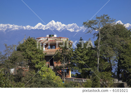 Nagarcot village and Himalaya mountain range 6101021