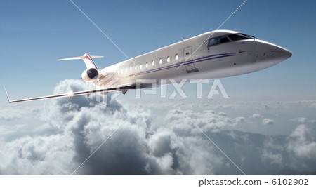 噴氣式飛機飛過雲層 6102902