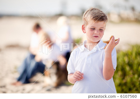 Cute Little Blonde Boy Holding His Starfish Cute Little Blonde Boy Holding His Starfish 6107560