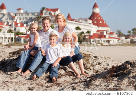 Happy Caucasian Family in Front of Hotel Del Coronado Happy Caucasian Family in Front of Hotel Del Coronado 6107562