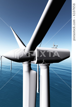 Wind Farm in the Sea 3D render Wind Farm in the Sea 3D render 6107658
