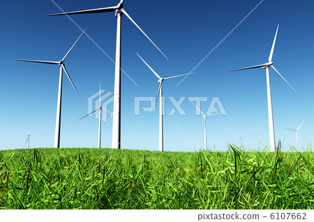 Windfarm in the Field 3D render Windfarm in the Field 3D render 6107662