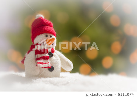 Cute Snowman Over Abstract Background Cute Snowman Over Abstract Background 6111074