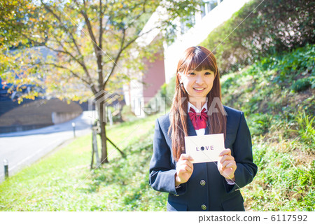 School girl high school student & love letter image 6117592